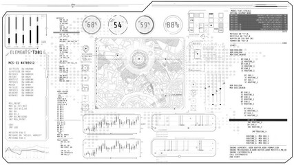 Wall Mural - animation of a high-tech interface with a map and program codes