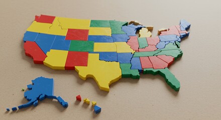  Colorful Wooden Puzzle Map of the United States Captures Playful Patriotism