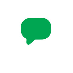 A green speech bubble icon isolated on a white background