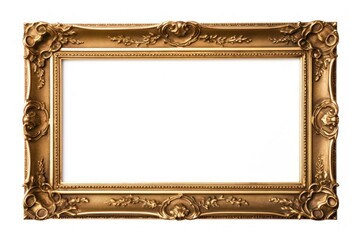 Wall Mural - renaissance gold frame rectangle photo white background.