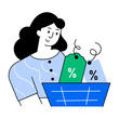 © Vectors Market - A flat style illustration showing a buyer using a discount offer