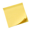 © woopics - A single blank yellow sticky post-it note with a curled edge for reminders isolated on a transparent background png
