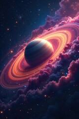 Wall Mural - A swirling nebula in deep space, reminiscent of Saturn's rings, with cosmic dust and gas forming intricate patterns The vibrant colours showcase the beauty of the cosmos , nebula, astrophysics