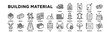 © Sis - building material icon set. Editable Stroke Icon Collection. Wood, Metal, Plastic, Glass, Stone, Fabric, Ceramic, Leather, Paper, Foam, Carbon, Brick, Bamboo, Marble, Sand, Clay, Wool, Cotton, Acrylic