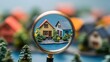 © Lemdah - Miniature houses magnified through magnifying glass (1)