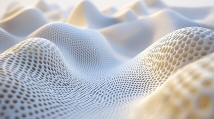 Wall Mural - abstract white textured surface with undulating hills and honeycomb pattern.