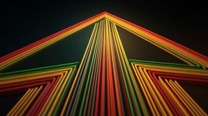 Wall Mural - colorful dynamic arrow design with radiant lines projecting upward in a dark background