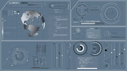Wall Mural - animated high-tech display with global data analysis