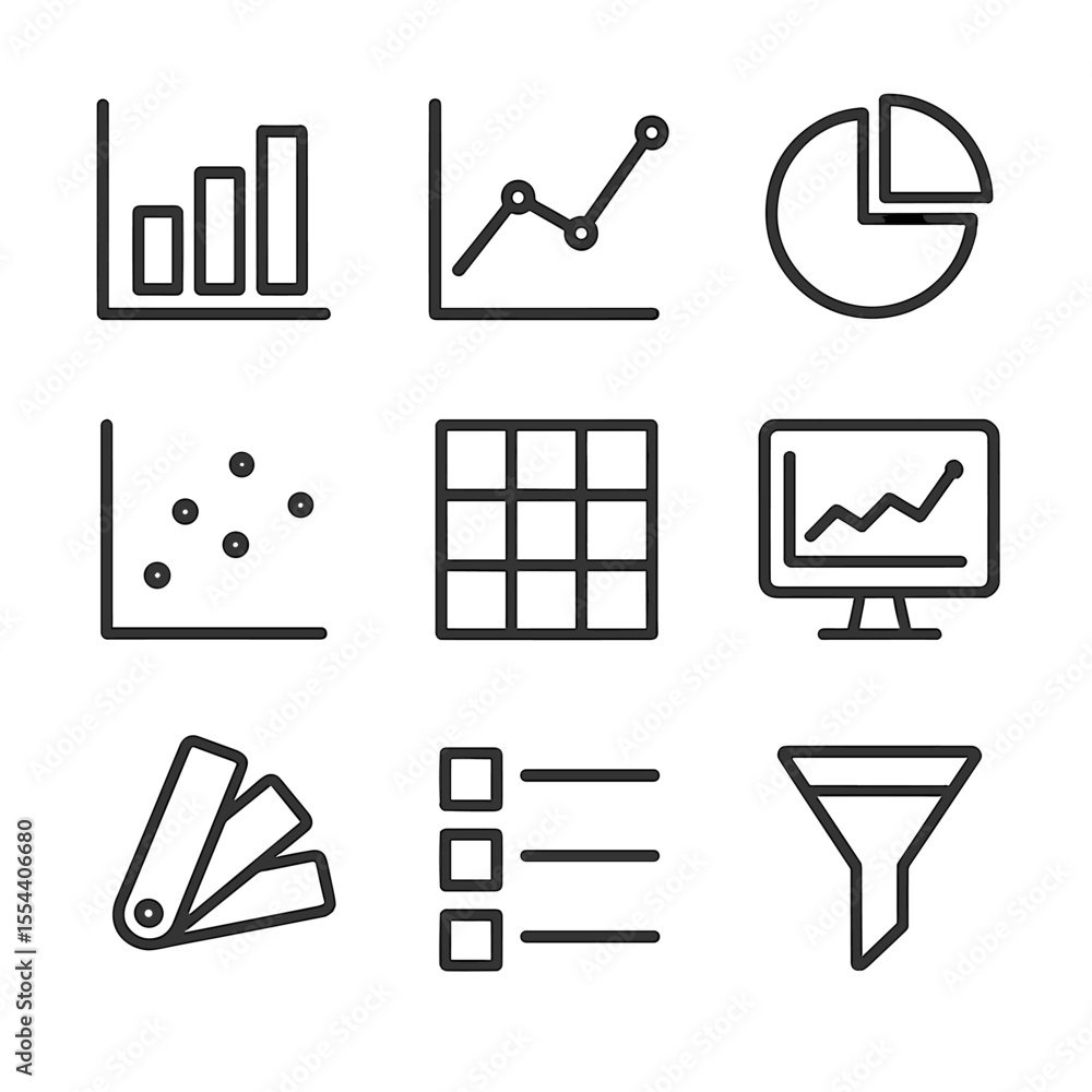 Data Visualization Icons. Outline icon set of Data Visualization Tools ...