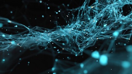 Wall Mural - holographic display of ai neural network, glowing connections, space for scientific message