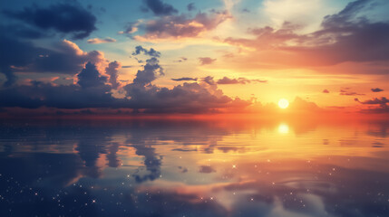 Wall Mural - sunset on the sea waves. tropical beach.