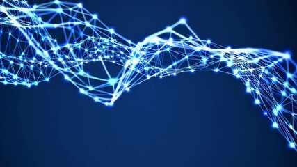 Wall Mural - wave of particles. abstract blue geometric background. big data visualization. data technology abstr