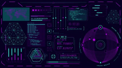 Wall Mural - animated high-tech interface with observation and navigation features