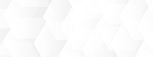 Wall Mural - abstract seamless background with overlapping translucent white hexagons on a light gray to white gr