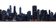 Night city skyline isolated on a white background png ai generated