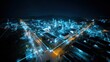 © JK_kyoto - Nighttime Aerial View of Industrial Plant with High-Tech Connectivity and Bright Illuminated Systems