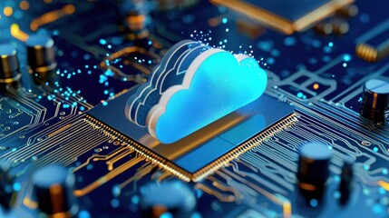 Wall Mural - a computer chip with a cloud on it