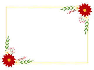 romantic red daisy border, floral frame for celebration, invitation, or banner design