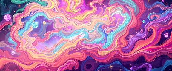 Wall Mural - Whimsical animation, vibrant colors, swirling forms evoke Artemis's celestial energy,  expressionism,  cosmic