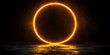 © BgStudio98 - Glowing orange circle portal reflecting on dark wet surface abstract space age style futuristic rendering evoking a sense of wonder and exploration