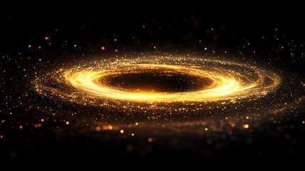 Wall Mural - golden glittering galaxy shining in the darkness gold particles forming spiral galaxy cosmic dust an
