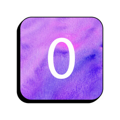 Wall Mural - Number Zero, Watercolor Touch: A close-up shot captures the elegance of a watercolor painting of a zero number. it can be used to make people feel calm and peaceful.