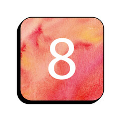 Wall Mural - Number Eight Watercolor: An artistic digital watercolor painting featuring the number eight, rendered in a vibrant, textured aesthetic, perfect for creative design.