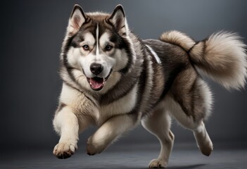  alaskan malamute dog isolated on a grey background of a studio, lovely wild life 3