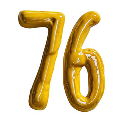 Wall Mural - Bright yellow number 76, resembling mustard, with glossy finish, perfect for vibrant designs and creative projects