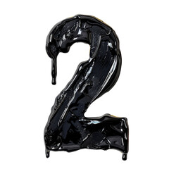 Wall Mural - Glossy black number two with dripping effect, perfect for creative designs and artistic projects