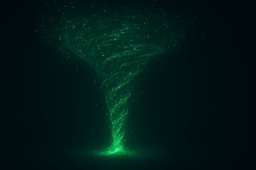 Wall Mural - Green Tech - Inspired Particle Tornado Pattern, Tech - Art Element