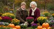 © thiago - Happy senior couple enjoying the fall harvest in their beautiful garden.