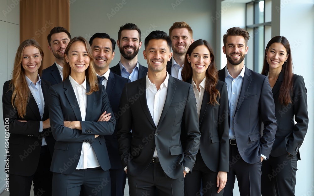 High Resolution Team Team photo of a diverse group office meeting of businesspeople exuding ...