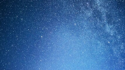 Flying Through The Stars And Blue Nebula In Space. Galaxy exploration through outer space towards glowing milky way galaxy.