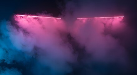 Wall Mural - Pink, Blue, Neon, Neon Lights in Pink and Blue Smoke