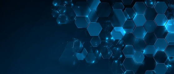 Blue hexagonal structure with abstract connections
