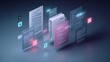 © Dreamer Studio - Futuristic Digital Documents and Data Forms Interface with Modern 3D Elements for Premium Technology, Business, and Information Management Concept