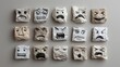 © Anca - Crumpled Emotion Faces: Fifteen paper face display range of human emotions, from happiness to sadness, on crumpled pieces of paper with unique expressions.