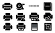 © Hubba Bubba - Printing, office silhouette icon set. paper, printer supplies icon collection
