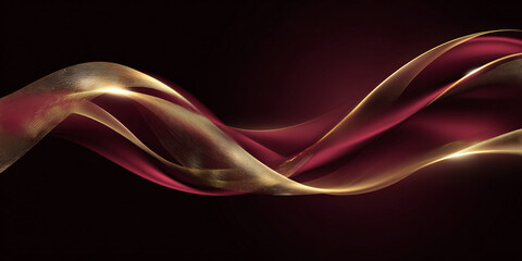 Canvas Print - luxury abstract shiny burgundy wave with gold on dark background. design element. elegant gradient g