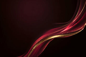 Canvas Print - luxury abstract shiny burgundy wave with gold on dark background. design element. diagonal. elegant 