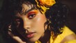 © Rukhsana - Golden Grace: Bold Portrait with Yellow Florals and Sculpted Elegance