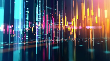 Wall Mural - colorful glowing lines and dynamic data creating an abstract technology background, illustrating the