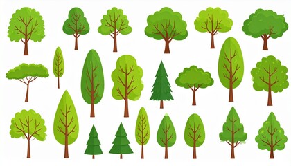 set of green trees