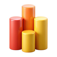 3d colorful cylinders product display stand isolated on transparent background
