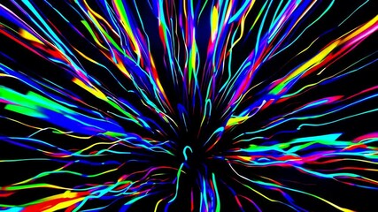 Wall Mural - a vibrant burst of colorful light streaks, representing the flash and speed of an explosion or laser