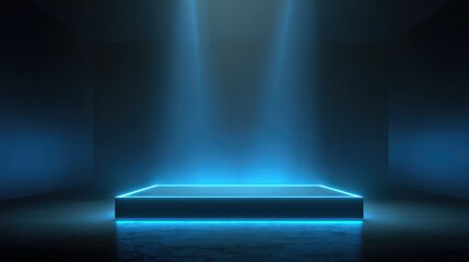 Wall Mural - stunning photo of background podium 3d light neon blue platform stage product abstract. scene backgr