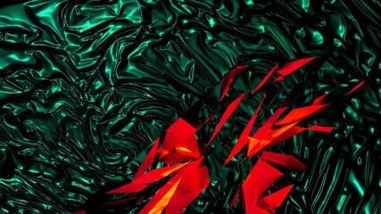 Wall Mural - abstract 3d dark green background with a combination of luminous red overlap style graphic design el