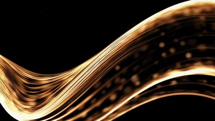 Wall Mural - abstract golden wave with glowing particles on dark background