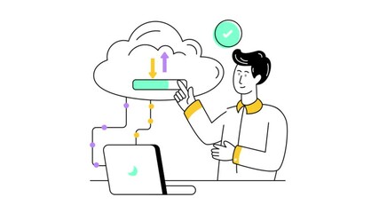 Wall Mural - Cloud Transfer 2D Flat Animation